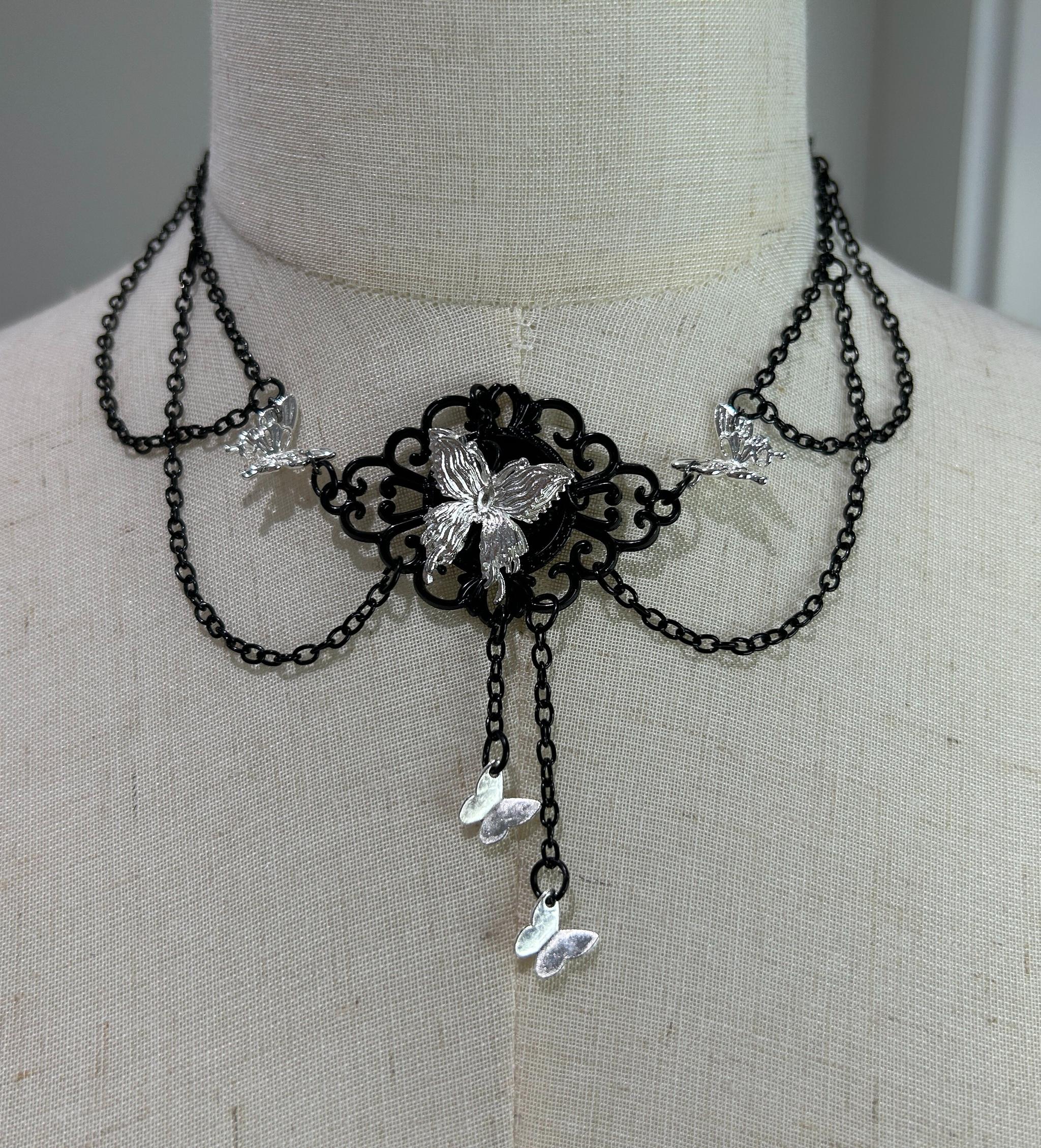 Cocoon Prelude - Gothic Lolita Capelet-Sleeve Blouse Necklace Only (one size / choose M) S Pre-order