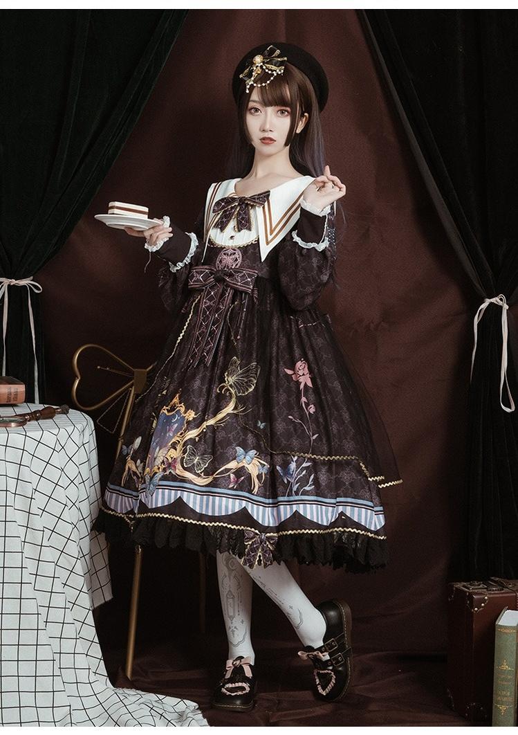 OCELOT~Classic Lolita OP Sailor Collar Elegant Lolita Dress   