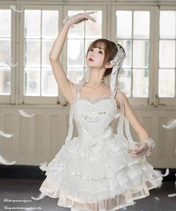 Mademoiselle Pearl~Silk Ballet~Wedding Lolita JSK Dress Princess Ballet Dress   