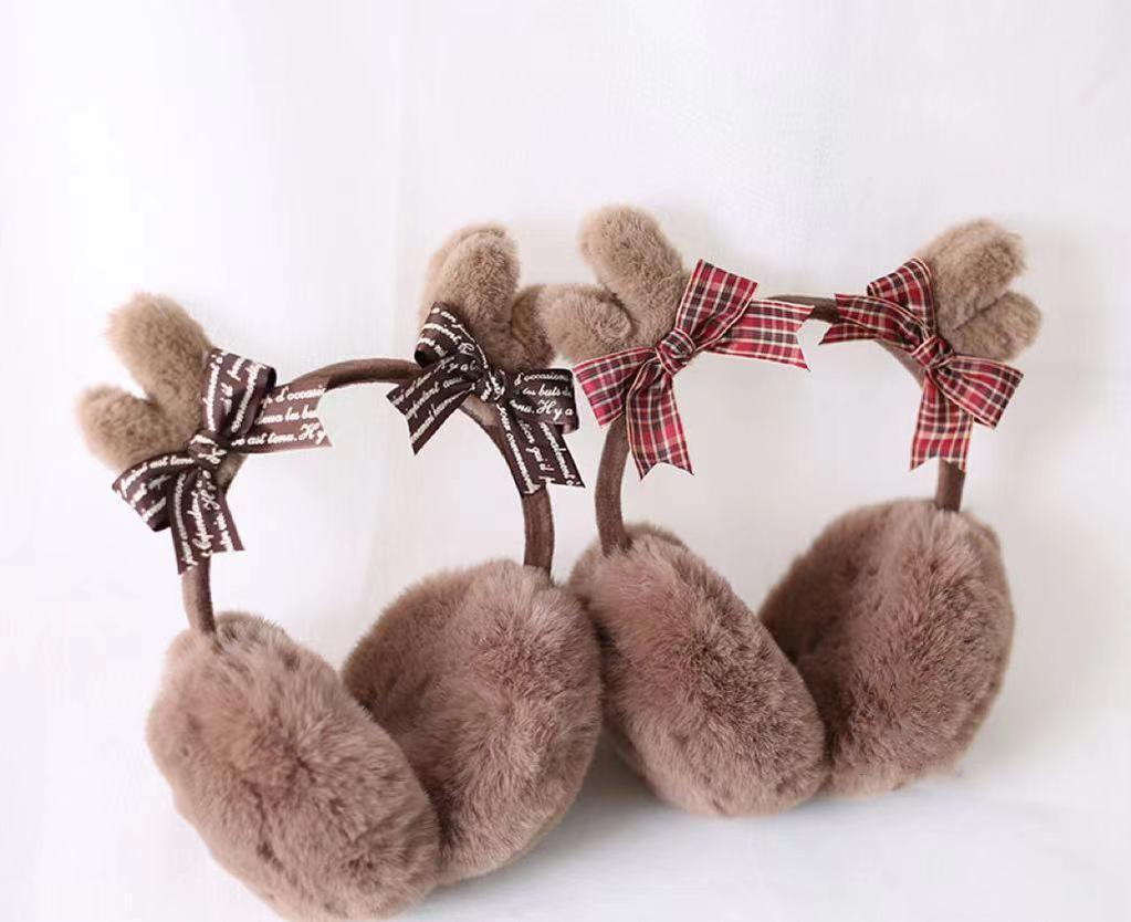 Xiaogui - Christmas Lolita Earmuffs Antlers Ear Protectors Winter Earflap