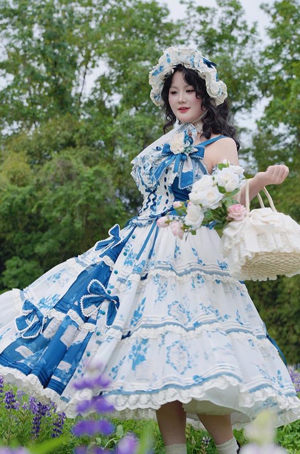 Mulberry Poetry Collection - Plus Size Lolita Printed Top & Skirt Set with Embroidery 45445:847506