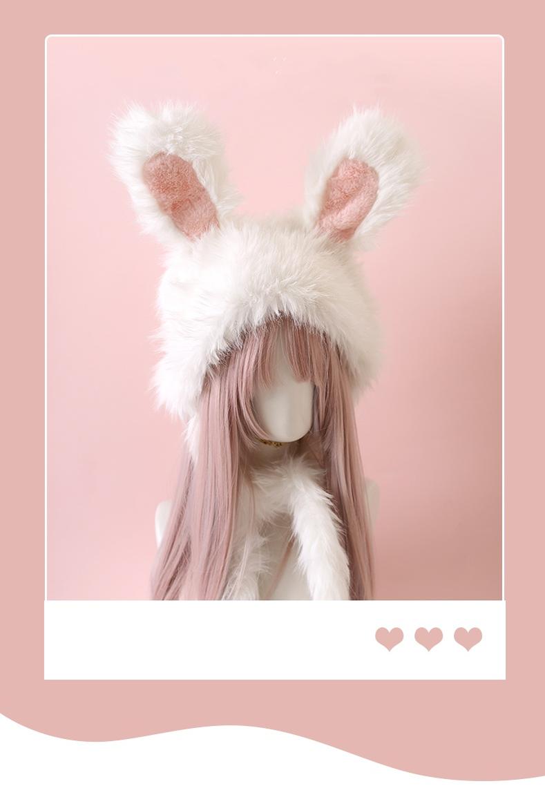 Xiaogui - Sweet Lolita Hat Bunny Ear Plush Warm Headwear