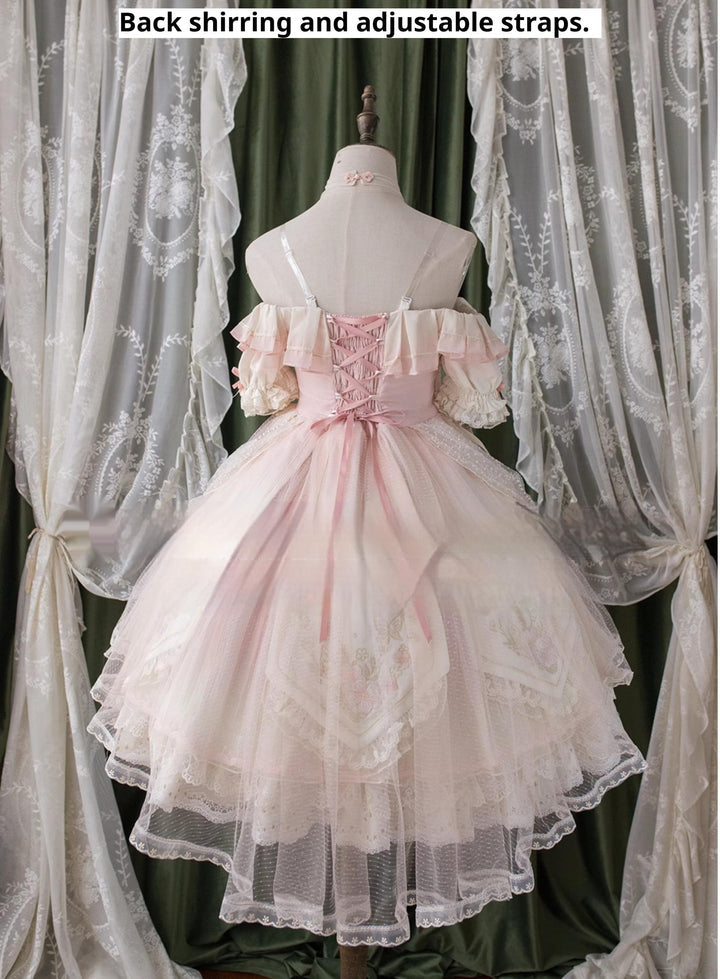 Unicorn Wings~Quetao~Pink Lolita Chinese Style Dress Outfit Halter Collar OP 41390:695014