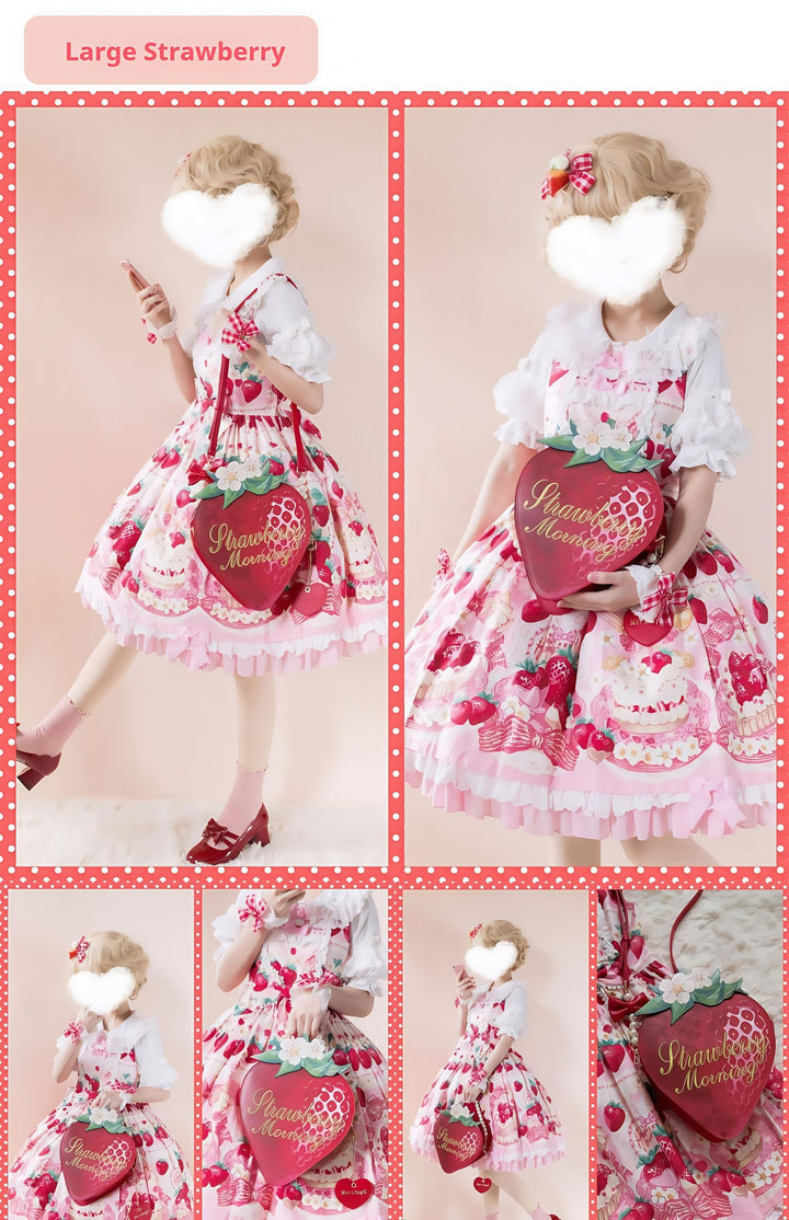 Morning Glory~A Strawberry~Sweet Lolita Crossbody Bag Strawberry Printed Handbag