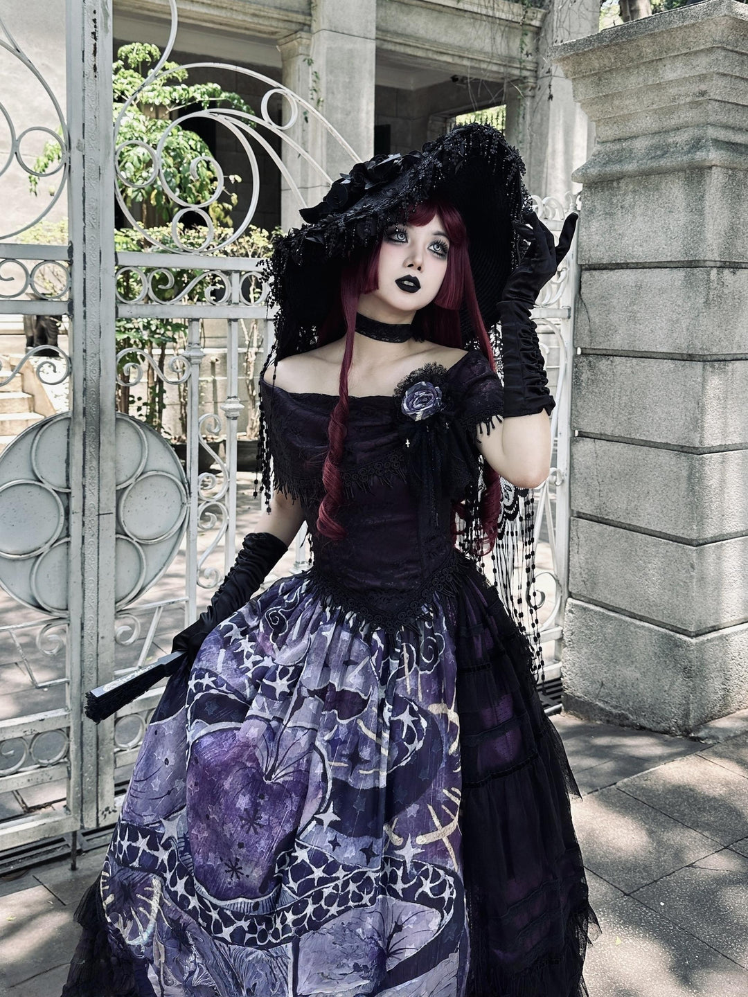 Krncrlo~Laocoon~Gothic Lolita SK Suit With Purple Snake & Apple Print 43289:772523