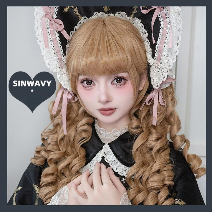 Sinwavy~Vintage Lolita Wig Double Ponytail Roman Roll Hair