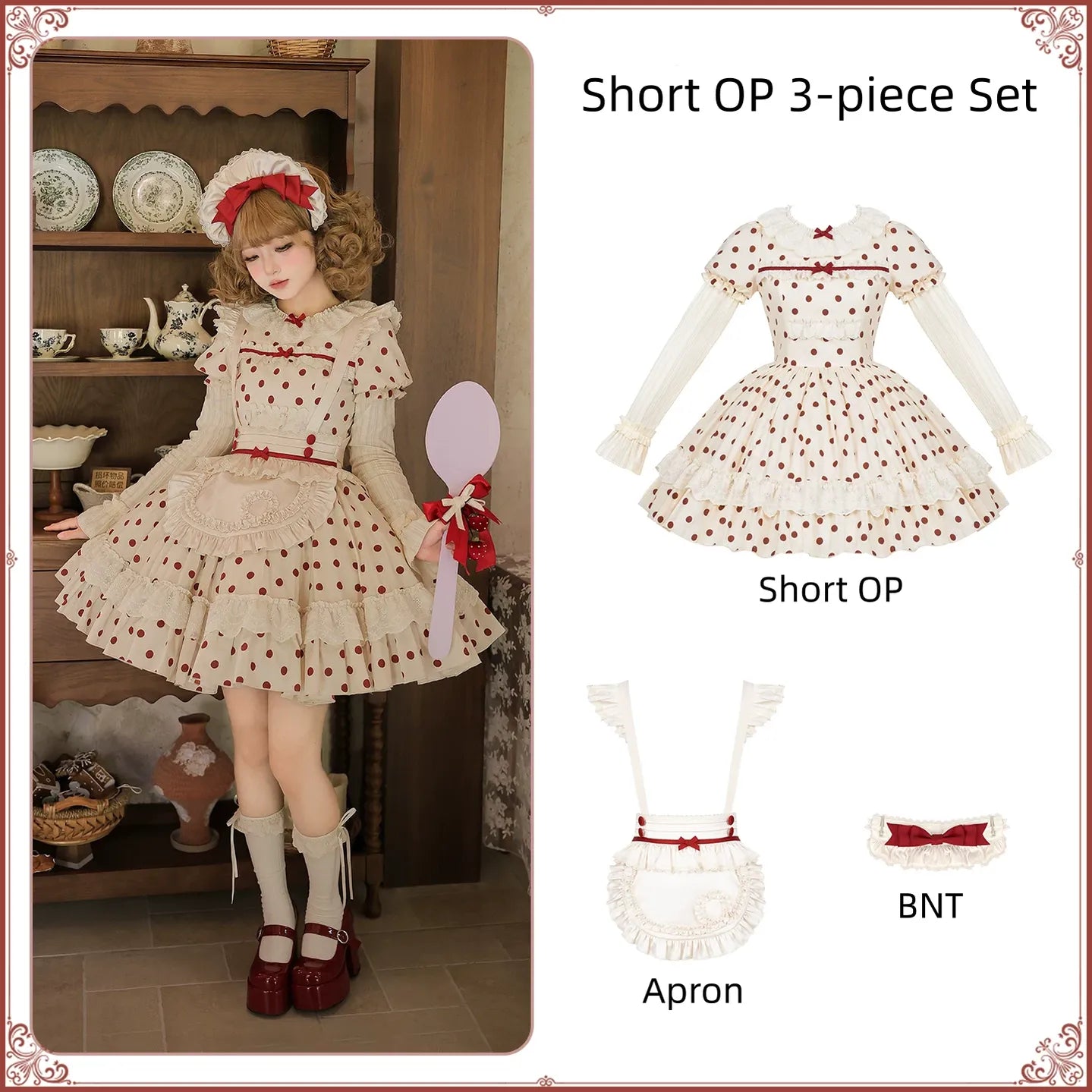 Polka Dot Lollipop - Cotton Old School Lolita Polka Dot OP Dress (L M S) 45768:861572