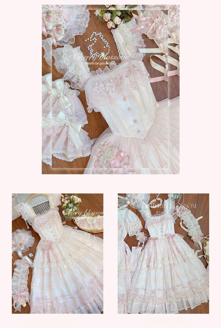 MieYe - Cherry Blossom - Pink Sweet Lolita Tiered Dress 43397:775373