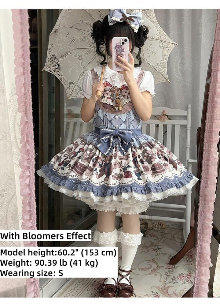 Spireme Cat - Hazelnut Bear - Kawaii Lolita Dress, Bear & Dessert Print