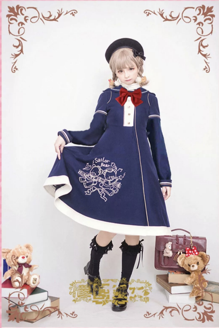 Strawberry Witch~Christmas Winter Lolita Coat New Year Embroidery Woolen Overcoat   