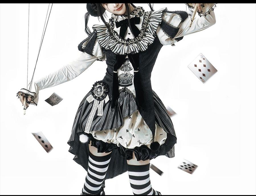 LizBird~Bizarre Toy Box~Halloween Gothic Lolita Skirt Suit Goth Shirt and Bloomers