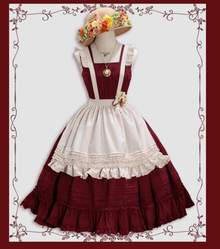 Tiny Garden~Nocturne Reminiscence~Elegant Lolita JSK Dress Multi-Wear Apron Dress Set   