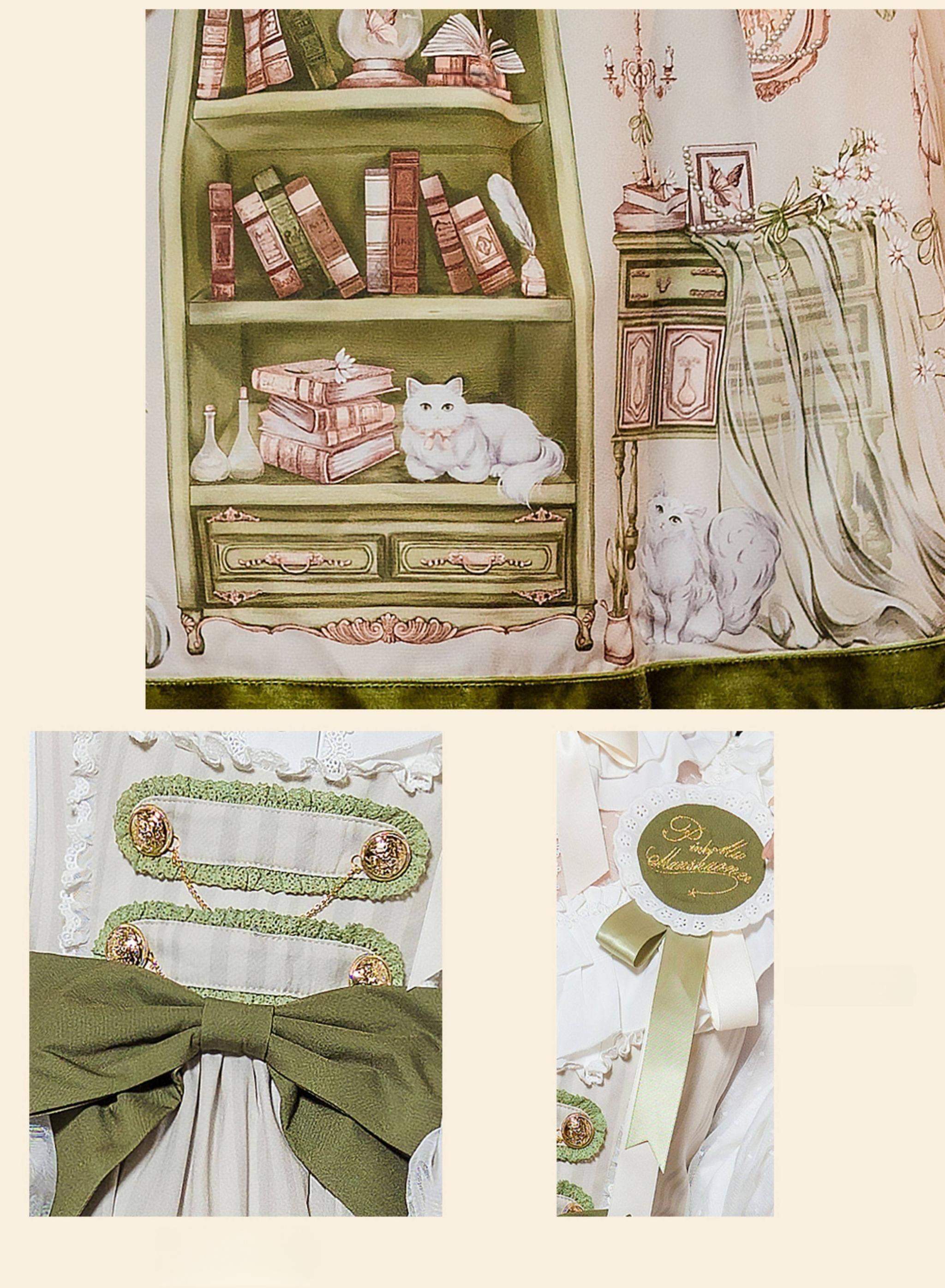 Aurora's Bookroom - Classic Lolita Bust-support JSK Dress with Bookstore Print
