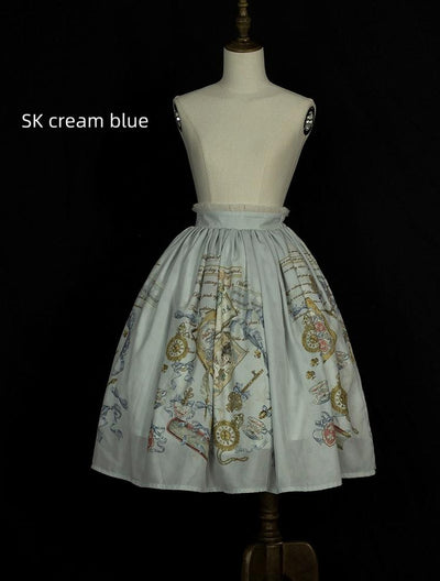 (BFM)Lemon Four~Dreaming of Alice Lolita Dress Lovely Dreamy Girl Princess Dress S SK only- cream blue 