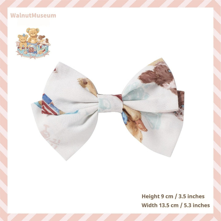 Walnut Museum~Toy Anniversary~Kawaii Lolita Dress Suit Bear Print JSK and Salopette Milky White Side Clip (Free Size) S