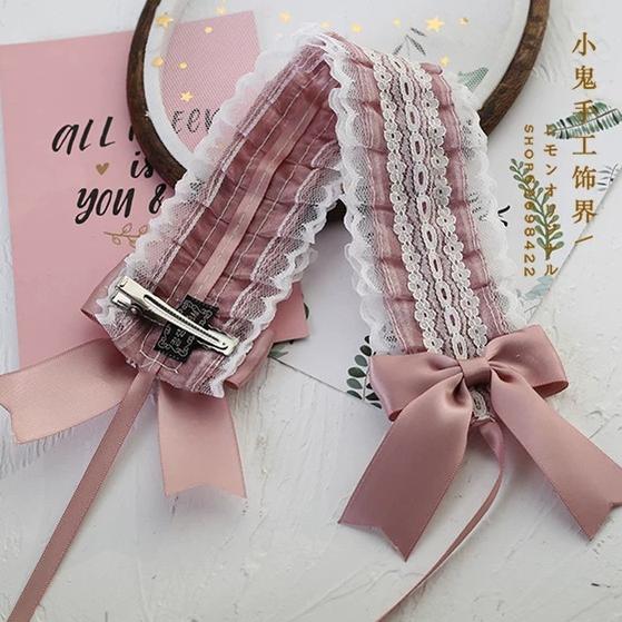 Sweet Lolita Lace Bow Headband with Clips 45829:864377