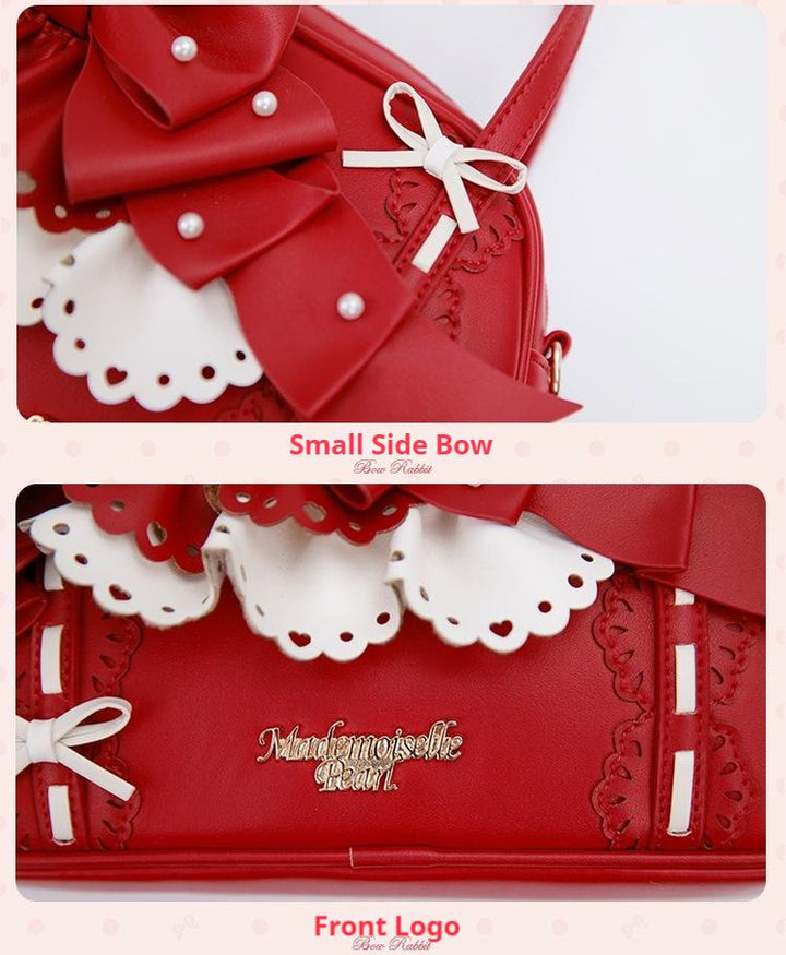 Mademoiselle Pearl~Bow Rabbit~Sweet Lolita Handbag With Bows & Pearls