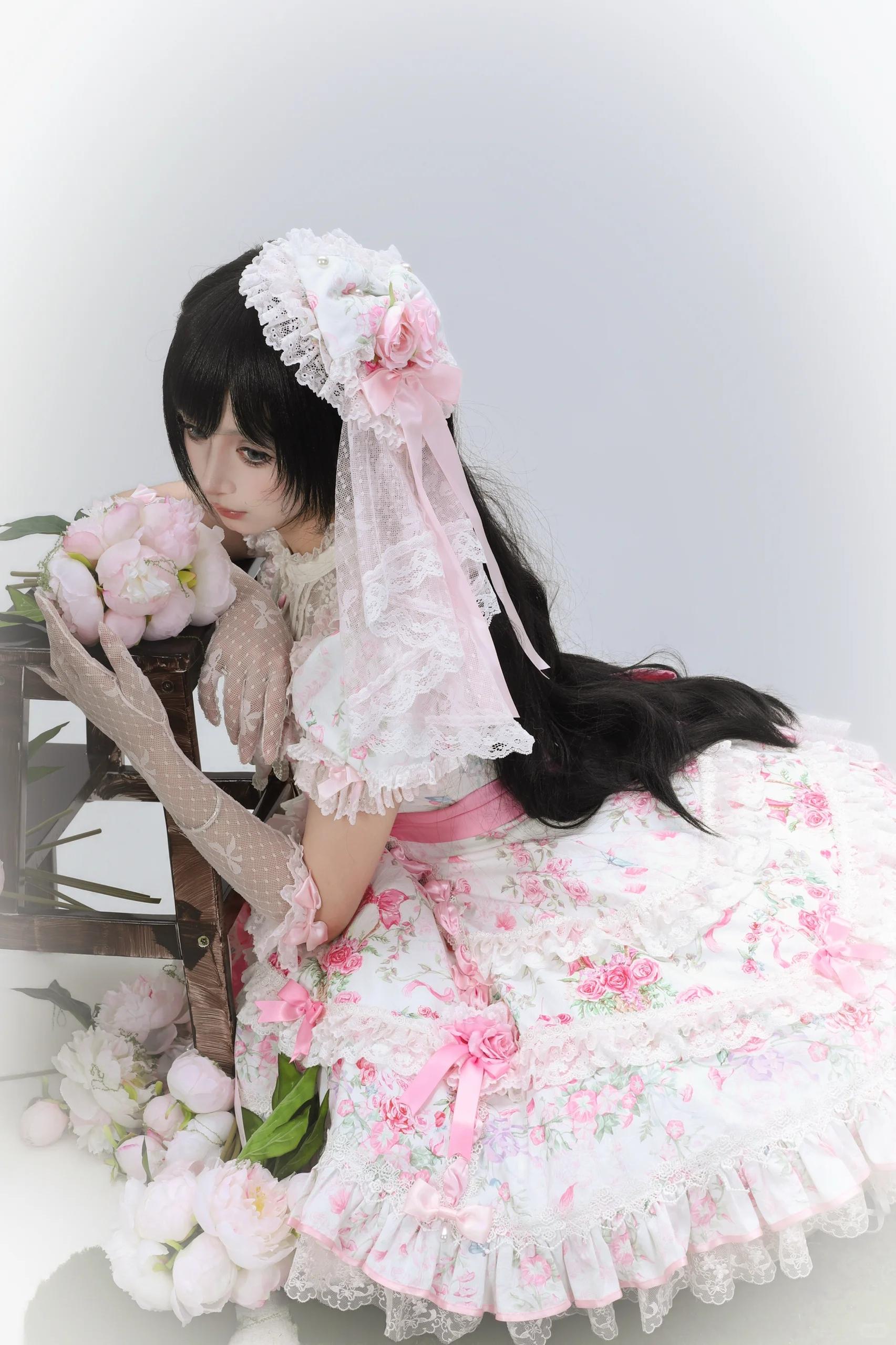 Eternal Vow - Old School Lolita Jacquard OP, Floral and Butterfly Print 45830:865740