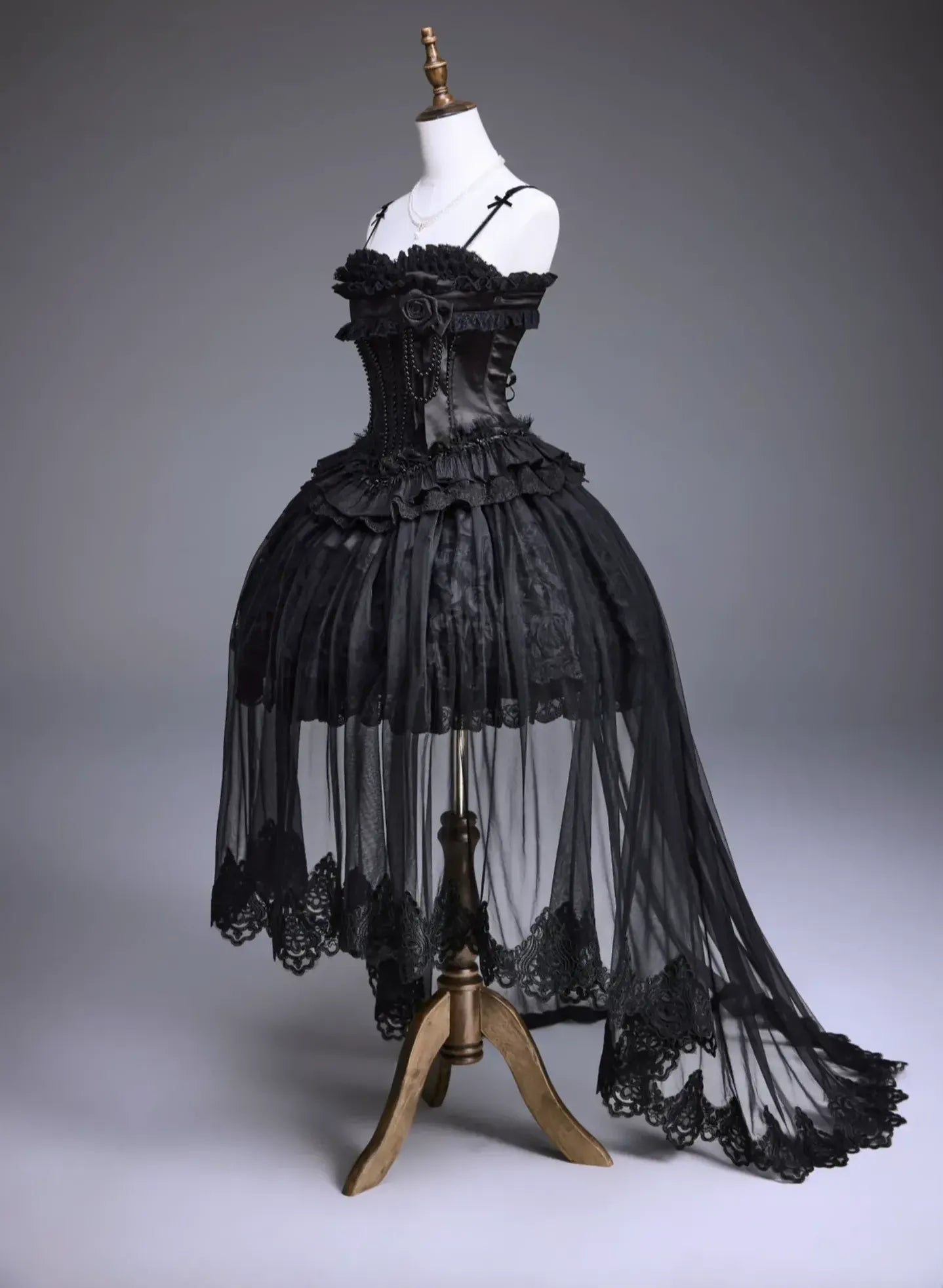 Nameless Snow - Classic Lolita Corset JSK Dress, Detachable Cape (L M S XL XS) 45683:859055