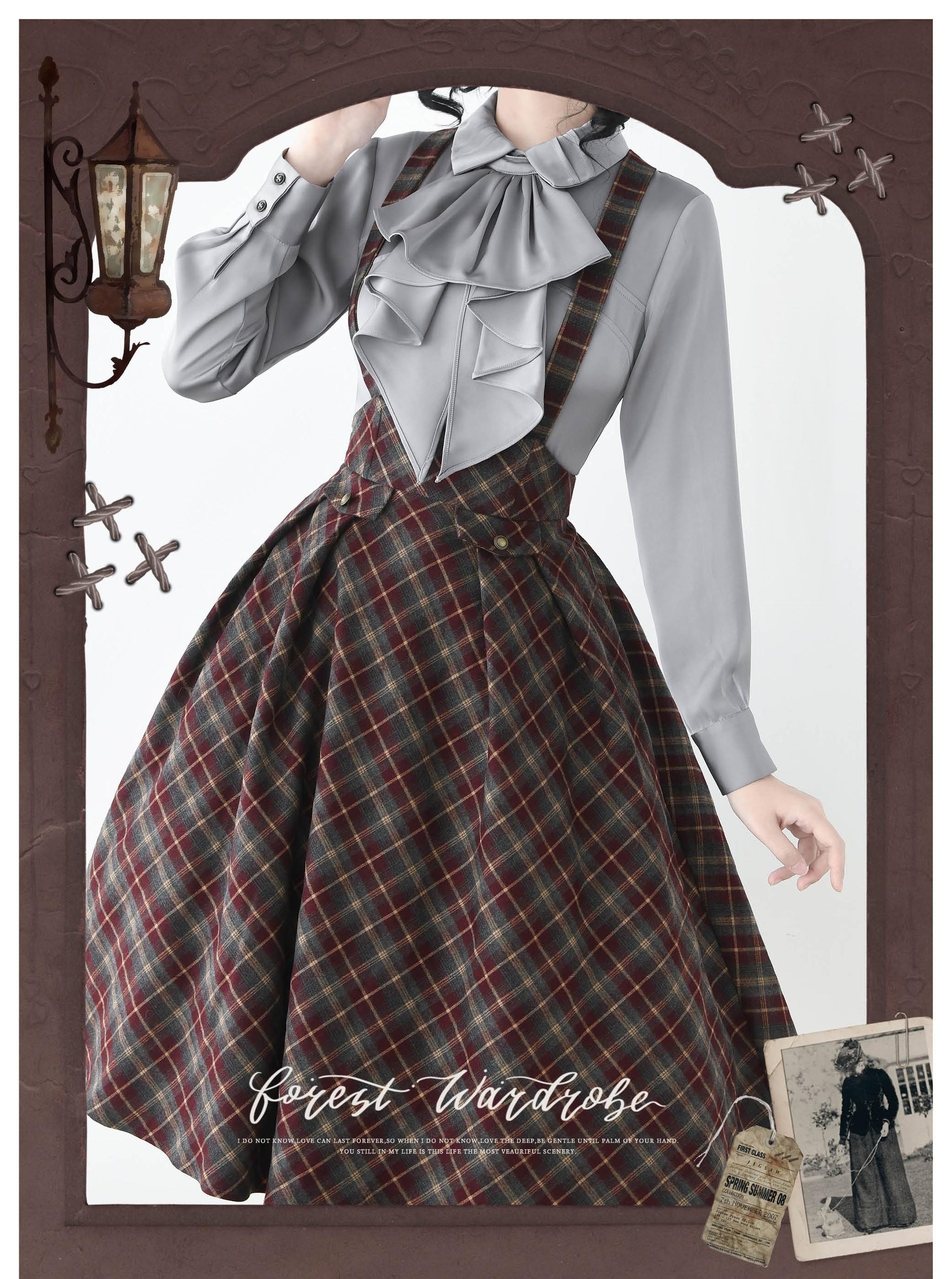 Forest Wardrobe - Forest Dew - Elegant Lolita Slim Fit Shirt, Detachable Jabot 44189:798265