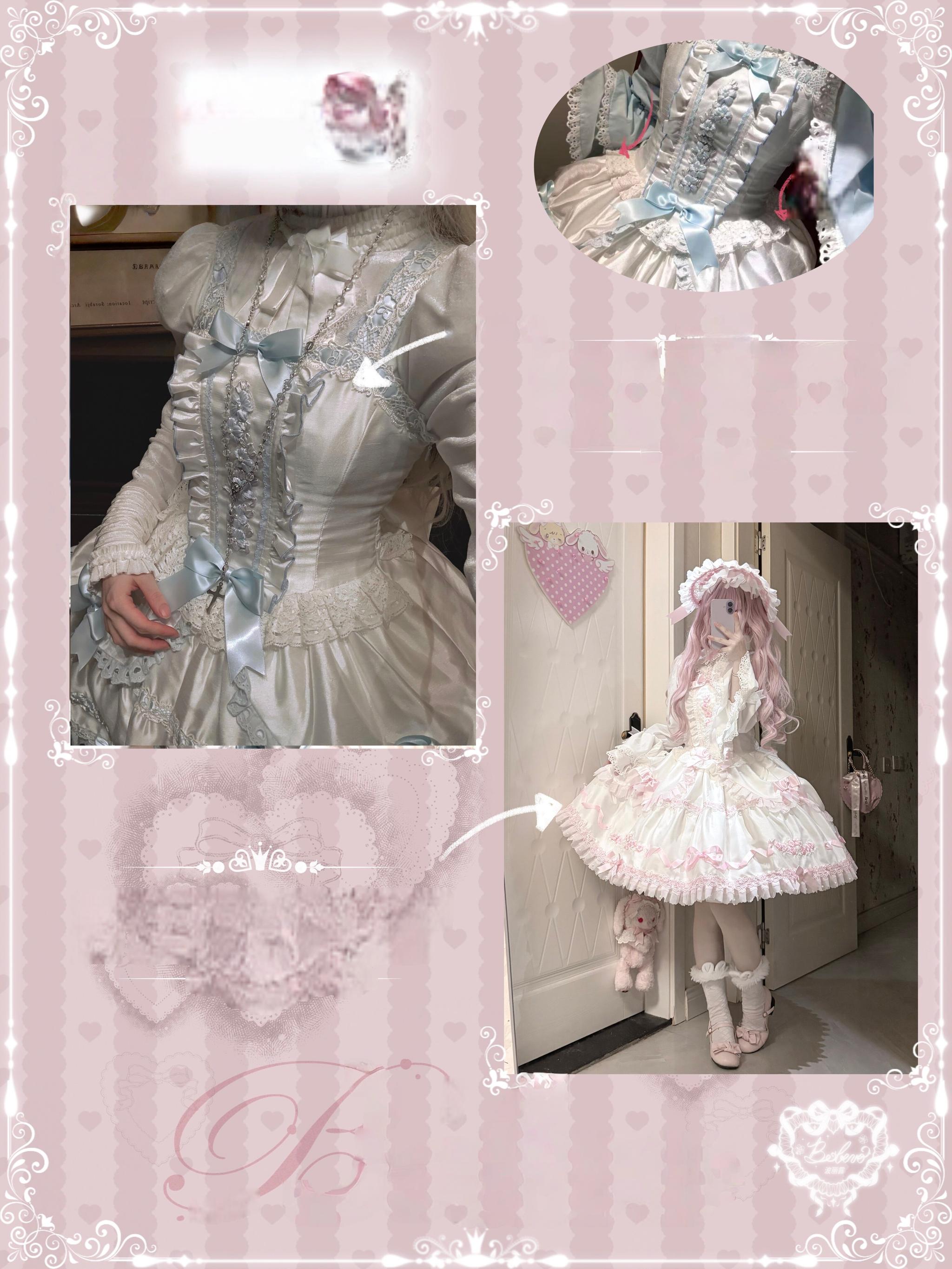 Charlotte Bouquet - Old School Lolita JSK Set, Embroidery & Bows 45093:835411