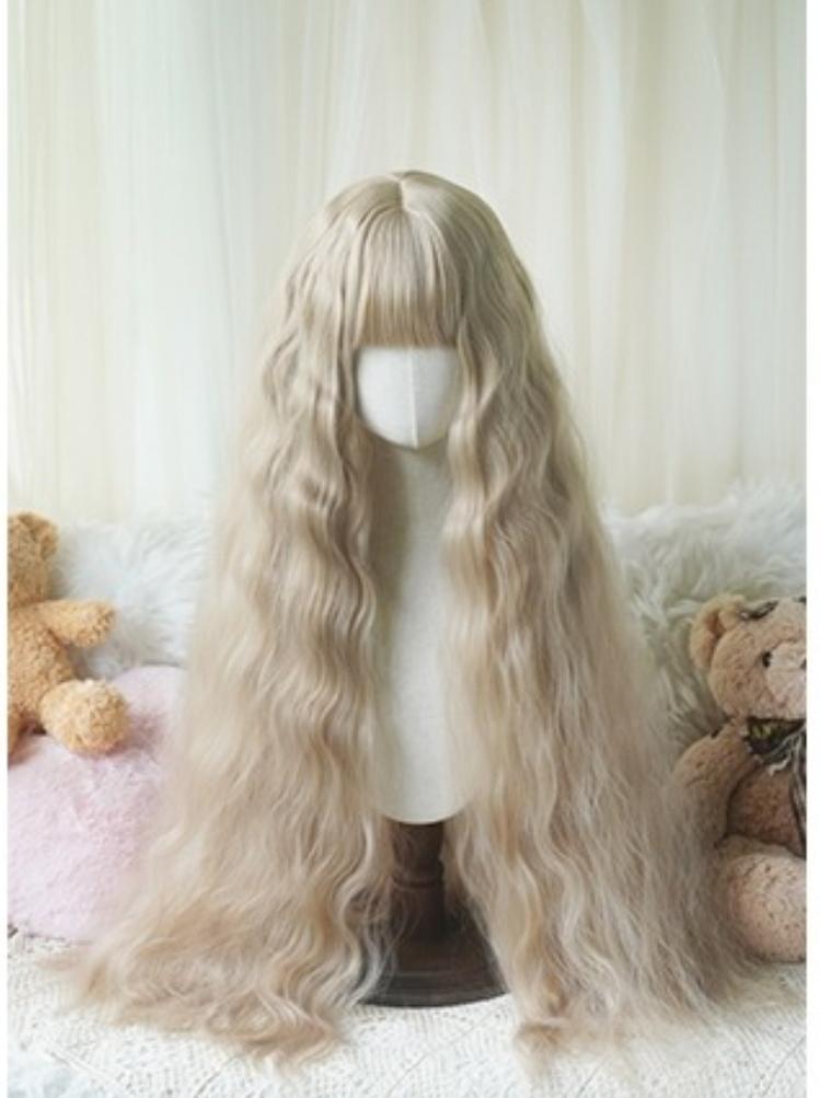 Imperial Tea~Sweet Lolita Wig 80cm Woolly Curls Wig Sand Gold (With Hairnet)  