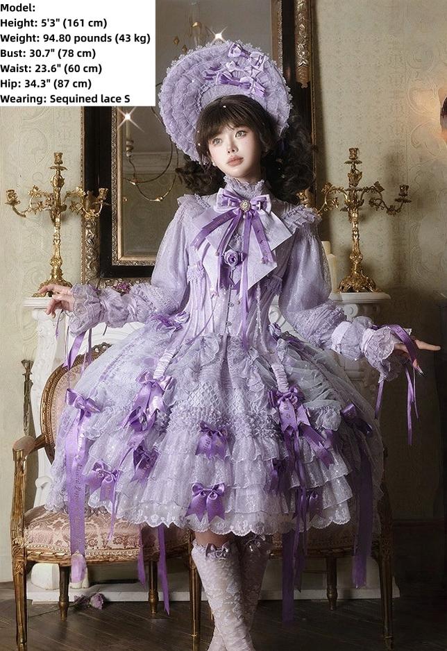 Forvever Purple - Purple Classic Lolita OP, Boning Corset (L M S) 44357:806167