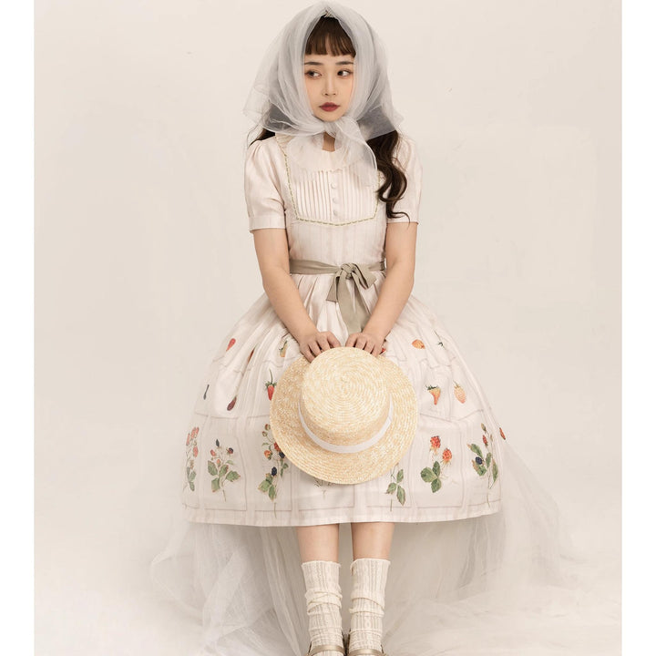 MOU~Moumier&Raspberry~Daily Lolita Dress Beige Short-Sleeve OP   