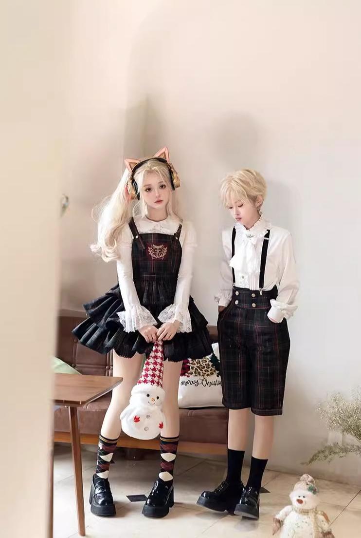 CastleToo~Christmas Limited~Ouji Lolita Suit Salopette Cape Mid-length Pants   