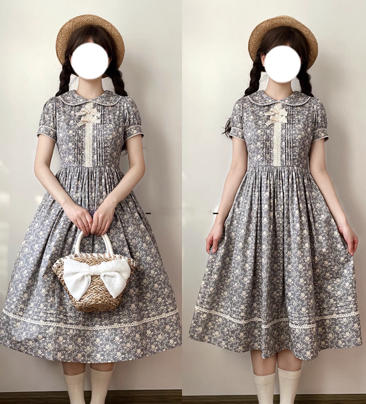 Akane Alois~Hana Shinfu~Country Lolita Flower Print OP Dress   