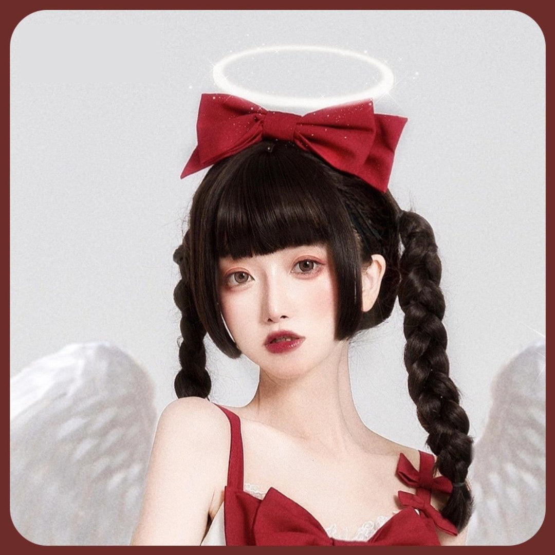 Polaris Lolita~Sweet Lolita Headdress Red Bow KC and Clips