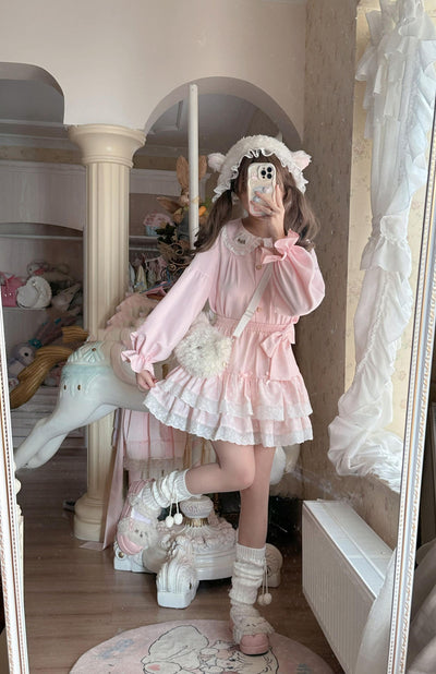 Sissy the shepherd~Pink Lolita Blouse Sweet Lolita Shirt Long Sleeve   