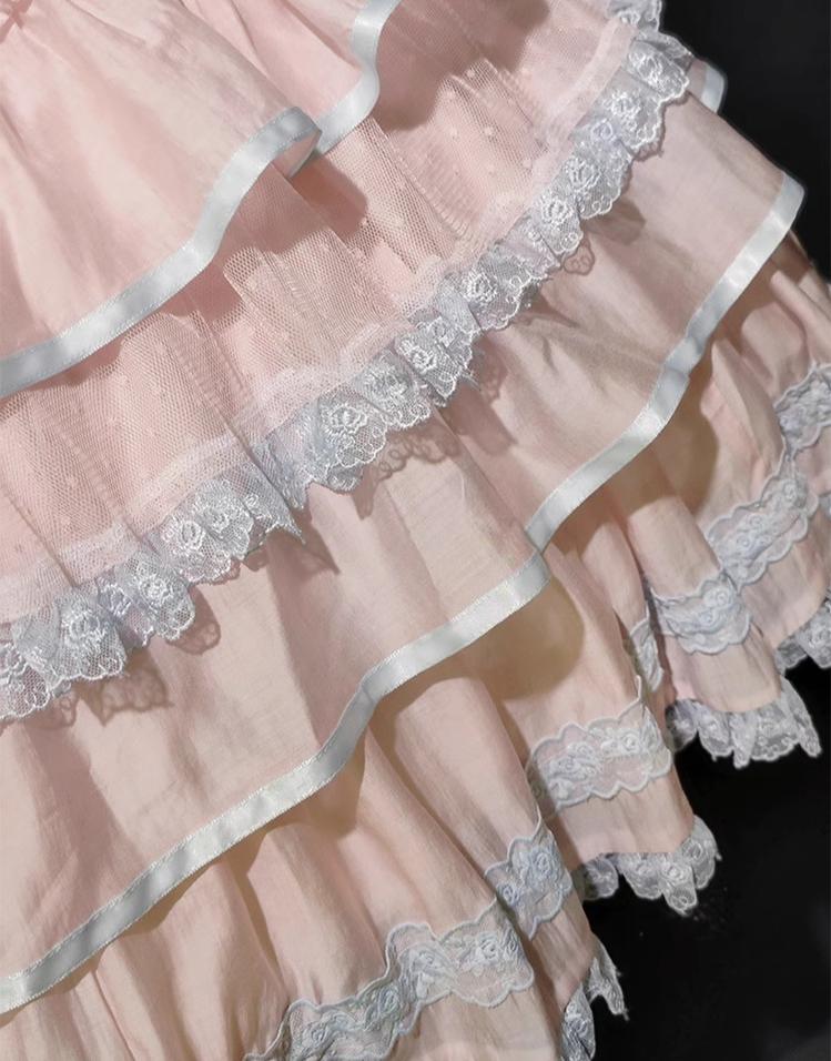 The Seventh Doll - Summer Evening Banquet - Sweet Lolita JSK with Tiered Ruffle Design and Hat 42722:750942