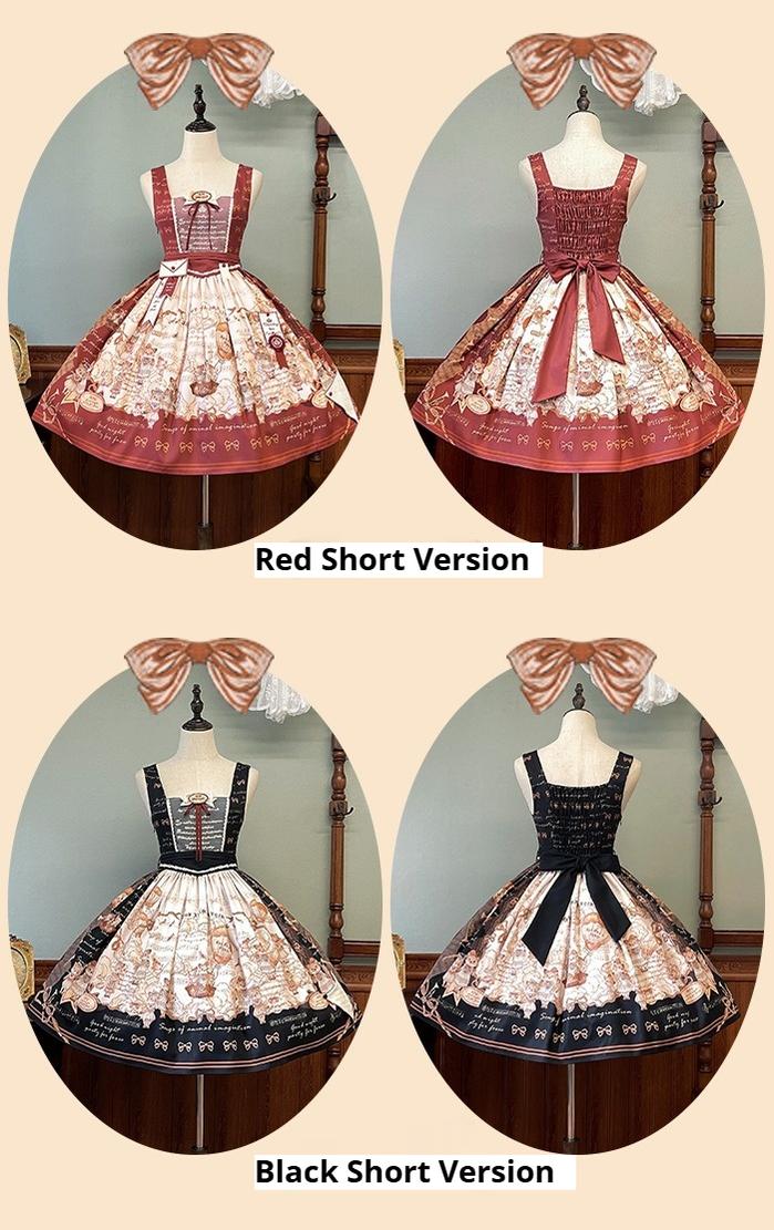 Alice Girl~Fox Band~Printed Sweet Lolita JSK Dress Square Neckline Daily Dress 41266:689656