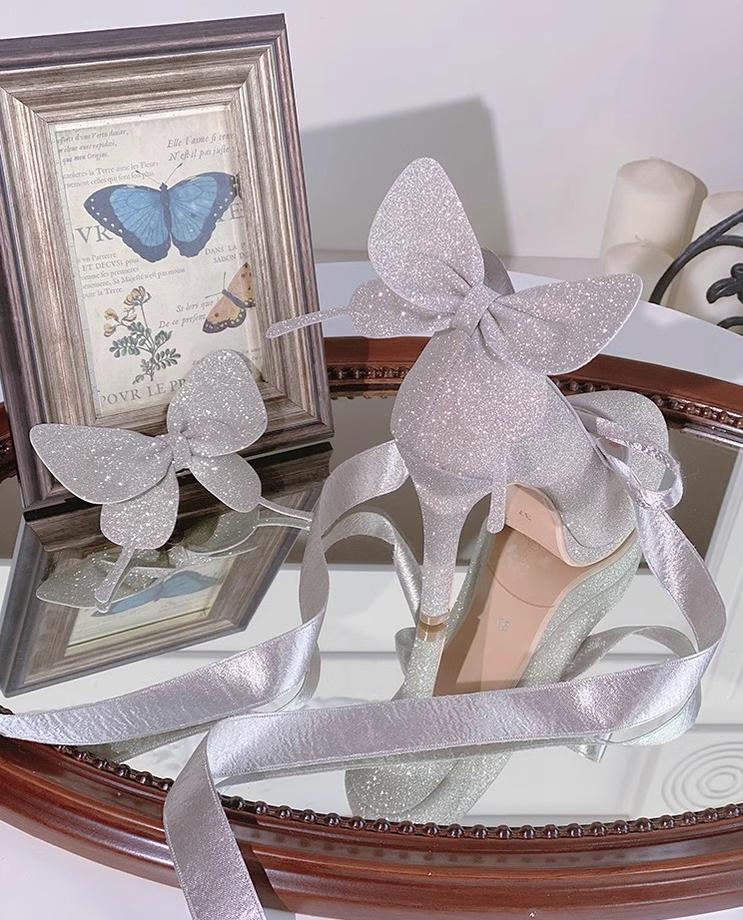 Pure Tea For Dream~Butterfly Specimen~Shiny Ballet Lolita Shoes Sweet Lolita Platform Heels   