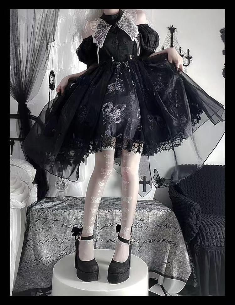 Pure Tea For Dream~Untouchable Butterfly~Elegant Lolita Heels Lolita Shoes PU Shining Platform 32642:388794