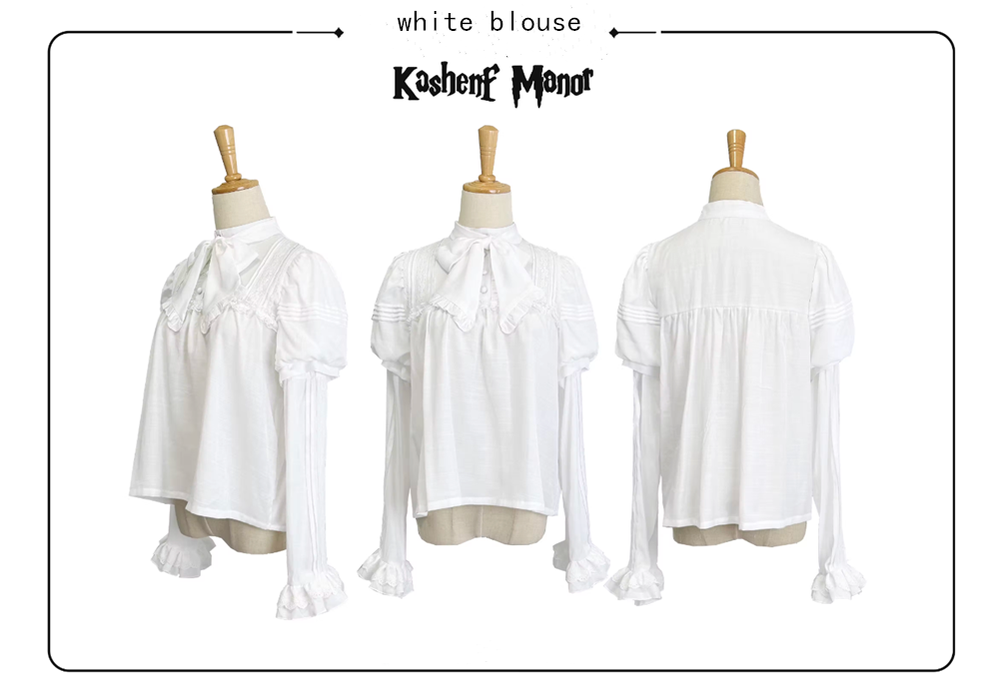 (Buyforme)Little Bear Planet~Gothic Lolita Black and White Striped JSK Set S white blouse 