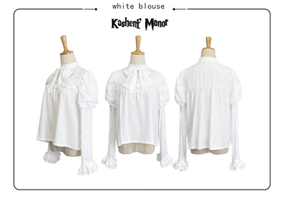 (Buyforme)Little Bear Planet~Gothic Lolita Black and White Striped JSK Set S white blouse 