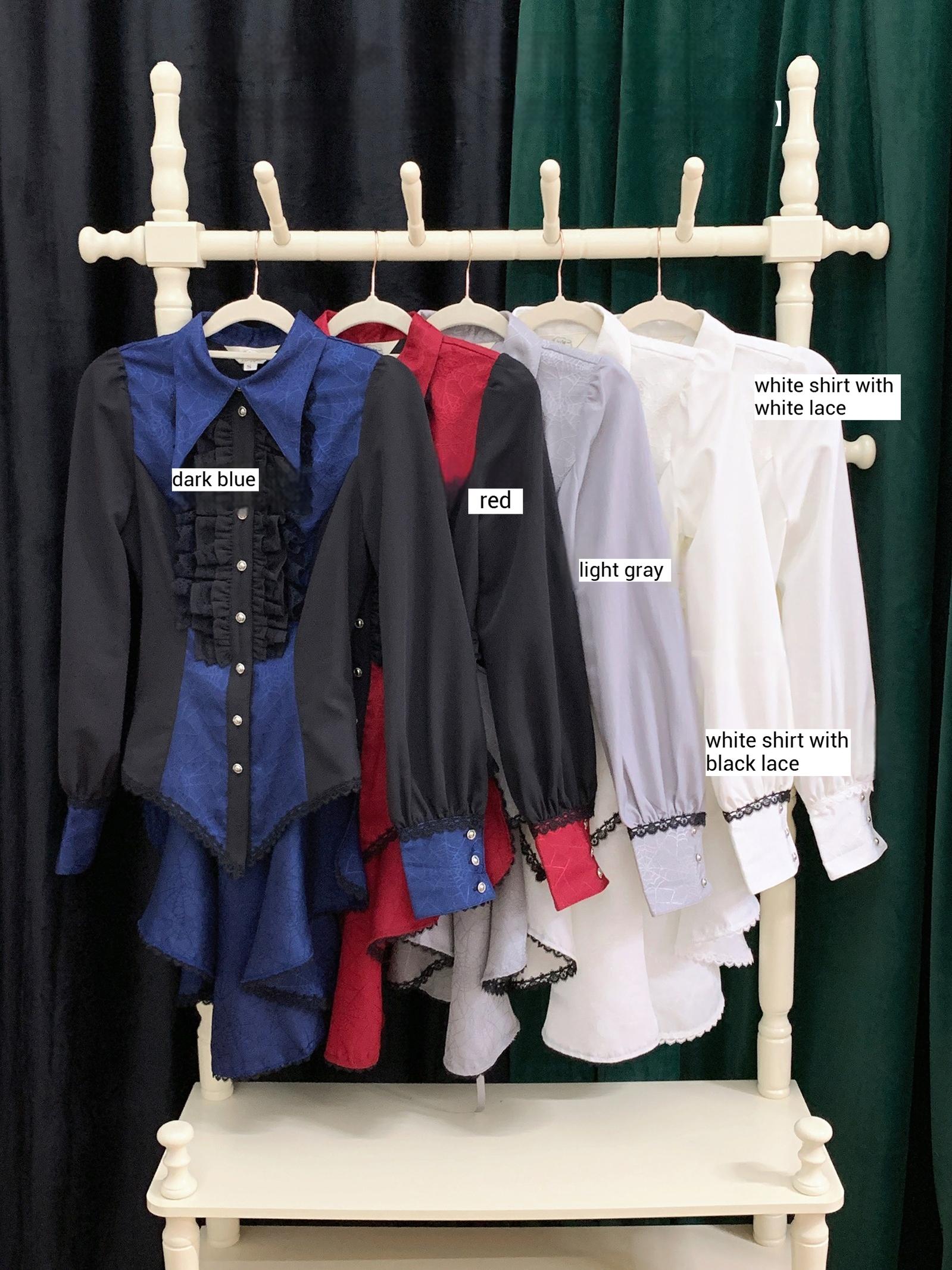 Little Dipper - Cold Rice - Ouji Lolita Shirt With Spiderweb Pattern in Several Versions 42876:756483