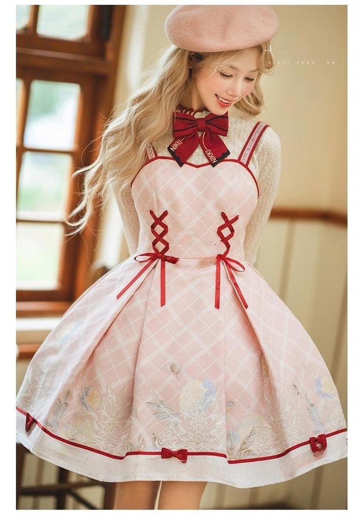 Nikki Tomorrow~Poetic Bloom~Pink Sweet Lolita JSK Dress and Sweater