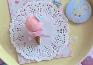 Bear Doll~Candy Color~Kawaii Lolita Cute Ice Cream Hair Clips brown powder star ice cream  