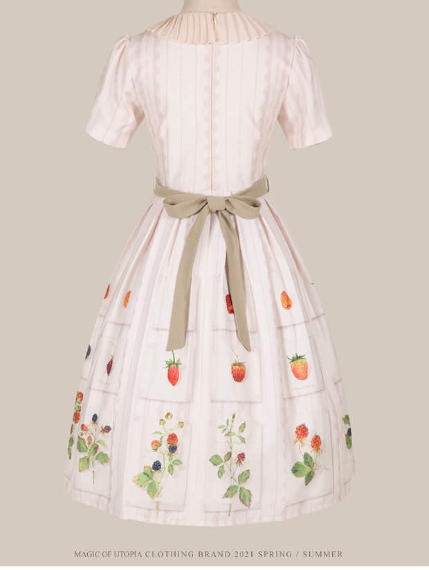 MOU~Moumier&Raspberry~Daily Lolita Dress Beige Short-Sleeve OP   