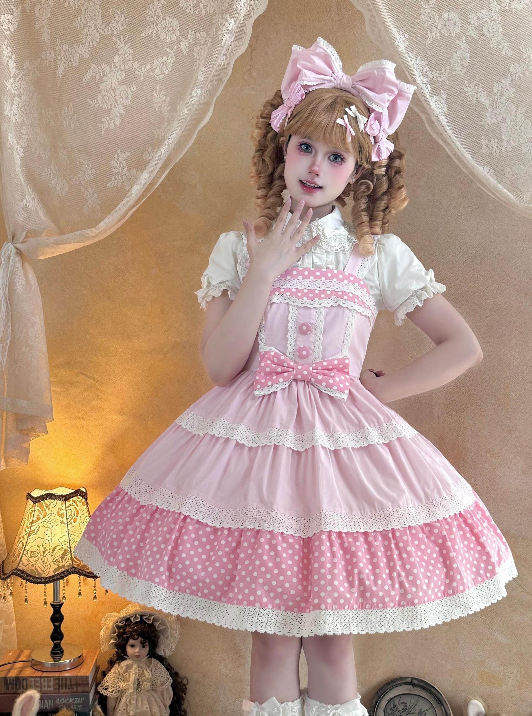 Cotton Sweet Lolita Polka Dot JSK & Salopette Dress 45589:853491