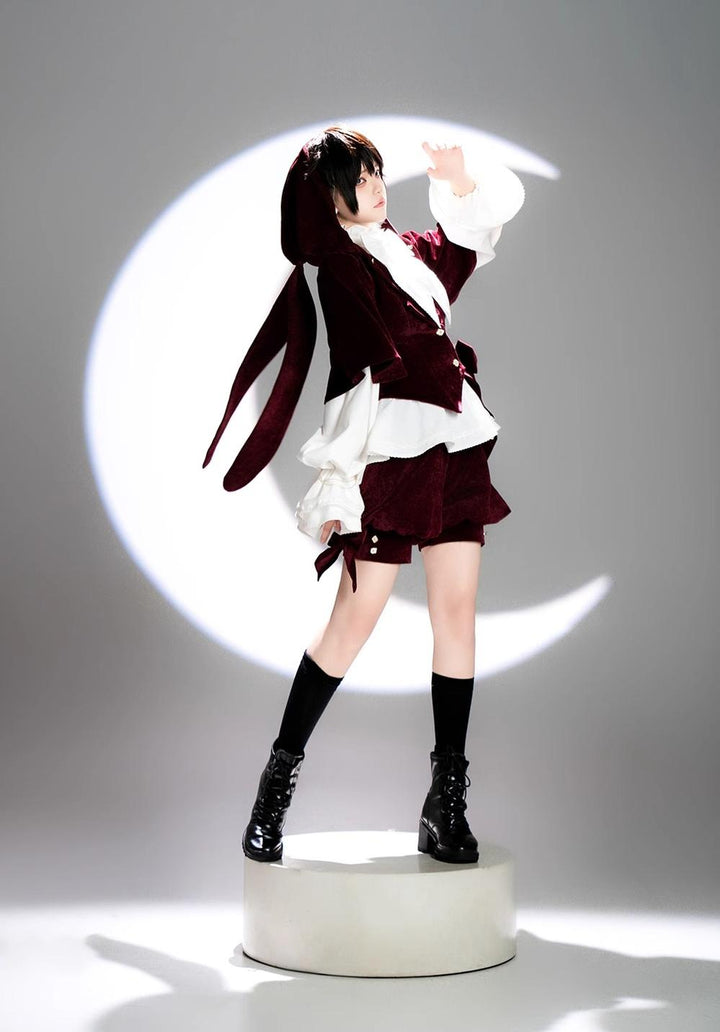 Princess Chronicles~Hare Hunter~Vintage Red Ouji Suit With Bunny Ear Hooded Jacket