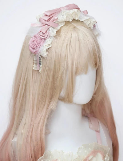 (BFM)The Accessories' Story~Satin Ballet~Sweet Pink Lolita Headdress Feather Bow KC  