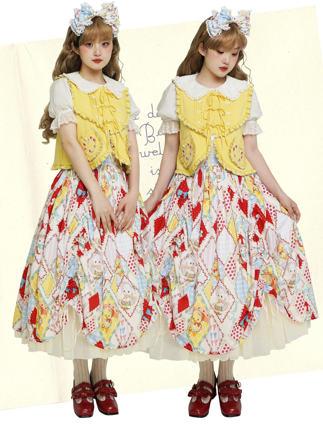 Southern Cross~Showa Kaleidoscope~Sweet Lolita OP SK and JSK with Rabbit Print 42127:727940