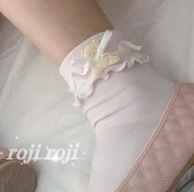 Roji Roji~Lolita Bow Lace Sweet Short Socks   
