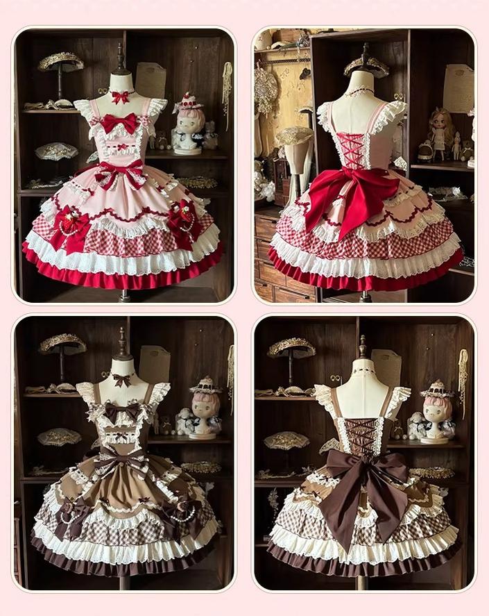 Berry Sweetheart - Sweet Lolita JSK Dress, Four Tiered Hem 44440:808058