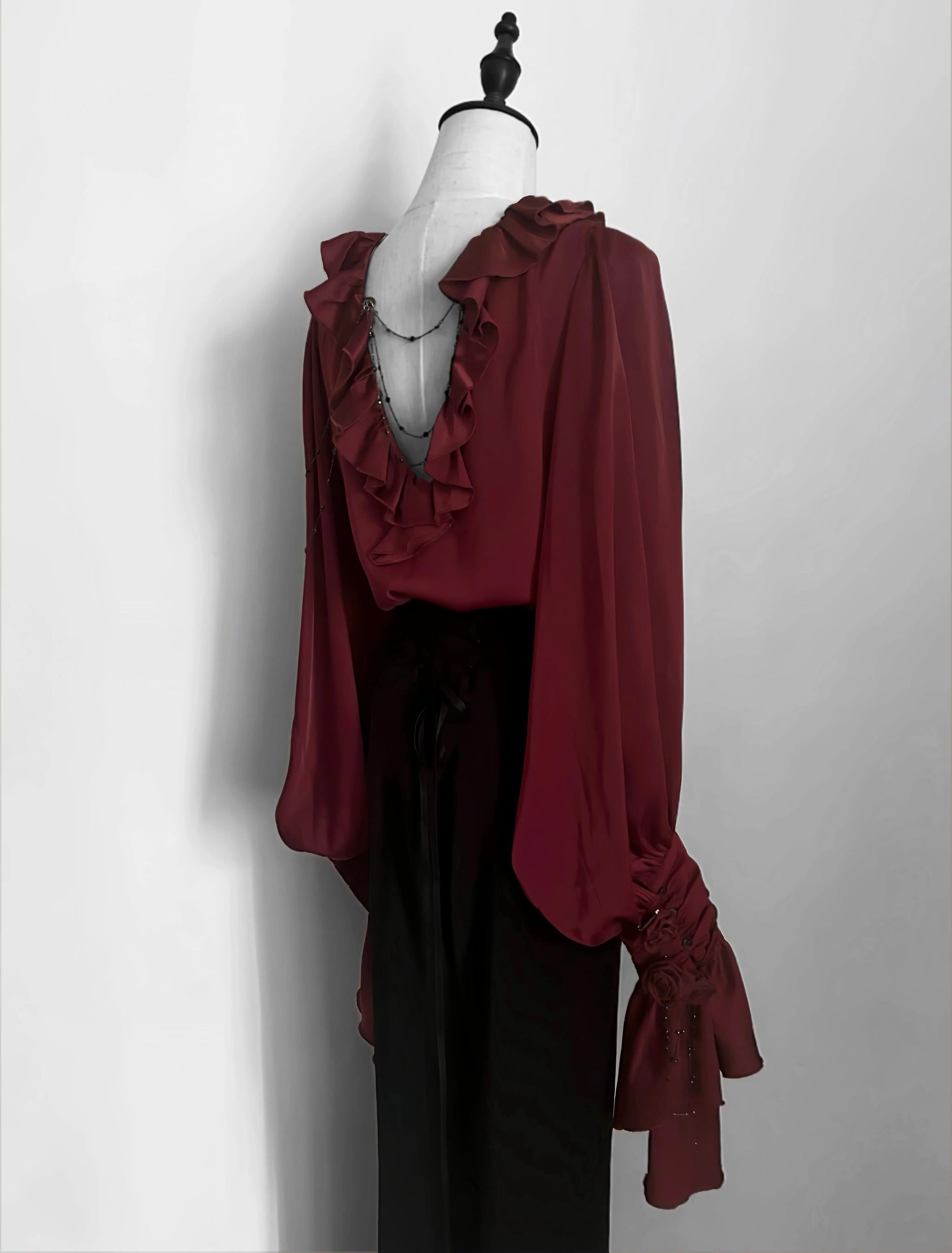 Ouji Lolita V-Line Backless Blouse & Slight Flare Pants 45671:858341