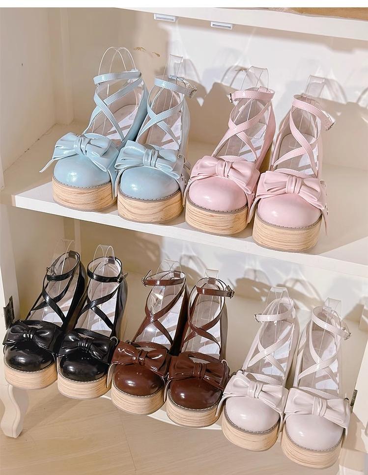 SeeYou~Sweet Cake~Sweet Lolita Platform Shoes Wood Grain 39896:642030